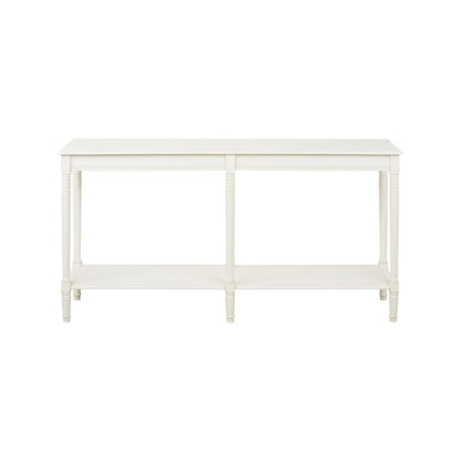 Large White Wooden Console Table with Shelf – Long 160cm Pine Hallway Console Table with Turned Legs & Lower Storage 80x160x40cm | Click Style
