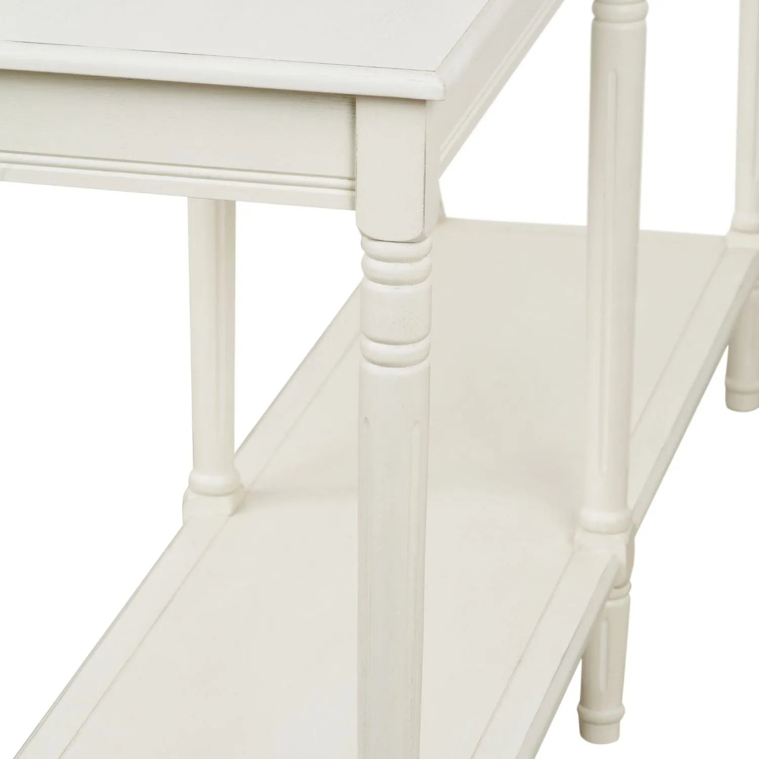 Large White Wooden Console Table with Shelf – Long 160cm Pine Hallway Console Table with Turned Legs & Lower Storage 80x160x40cm | Click Style