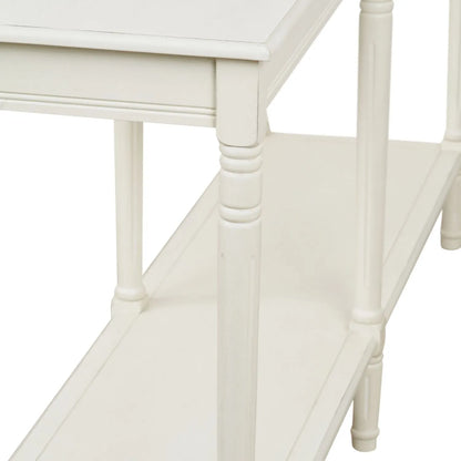 Large White Wooden Console Table with Shelf – Long 160cm Pine Hallway Console Table with Turned Legs & Lower Storage 80x160x40cm | Click Style