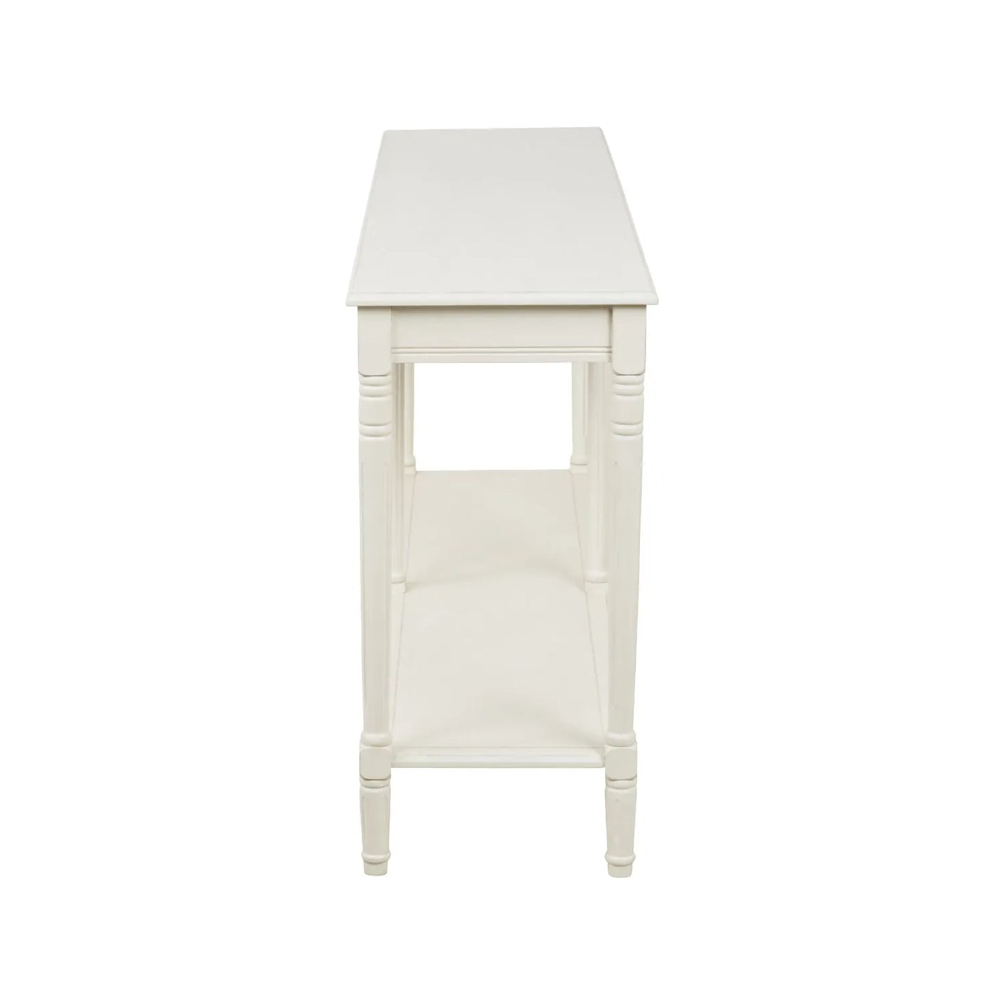 Large White Wooden Console Table with Shelf – Long 160cm Pine Hallway Console Table with Turned Legs & Lower Storage 80x160x40cm | Click Style