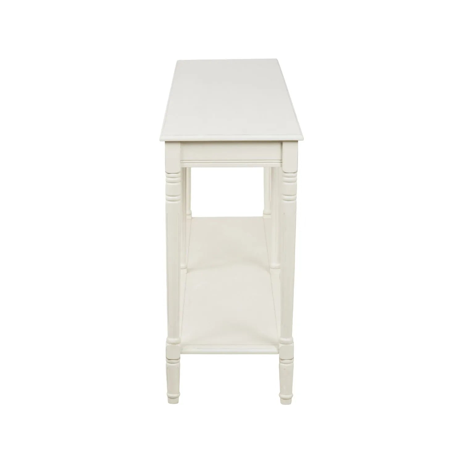 Large White Wooden Console Table with Shelf – Long 160cm Pine Hallway Console Table with Turned Legs & Lower Storage 80x160x40cm | Click Style