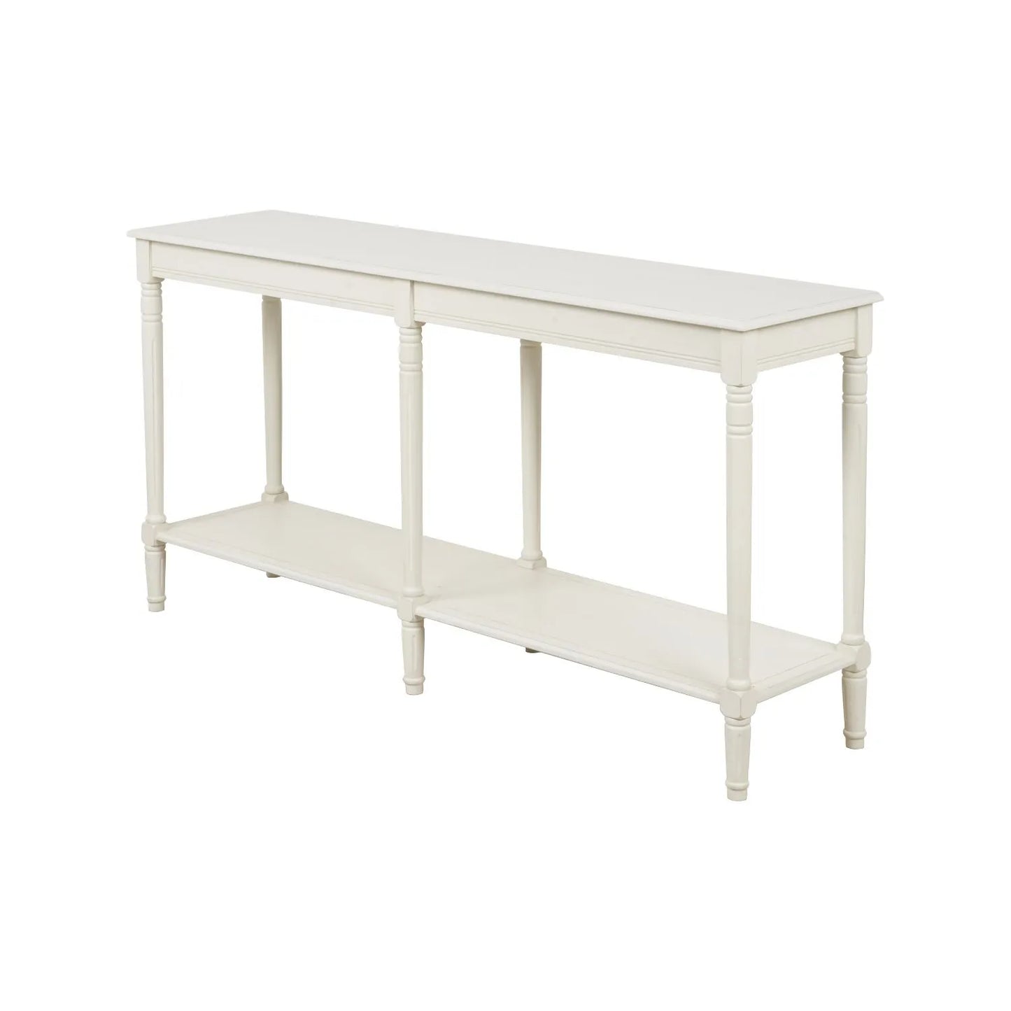 Large White Wooden Console Table with Shelf – Long 160cm Pine Hallway Console Table with Turned Legs & Lower Storage 80x160x40cm | Click Style