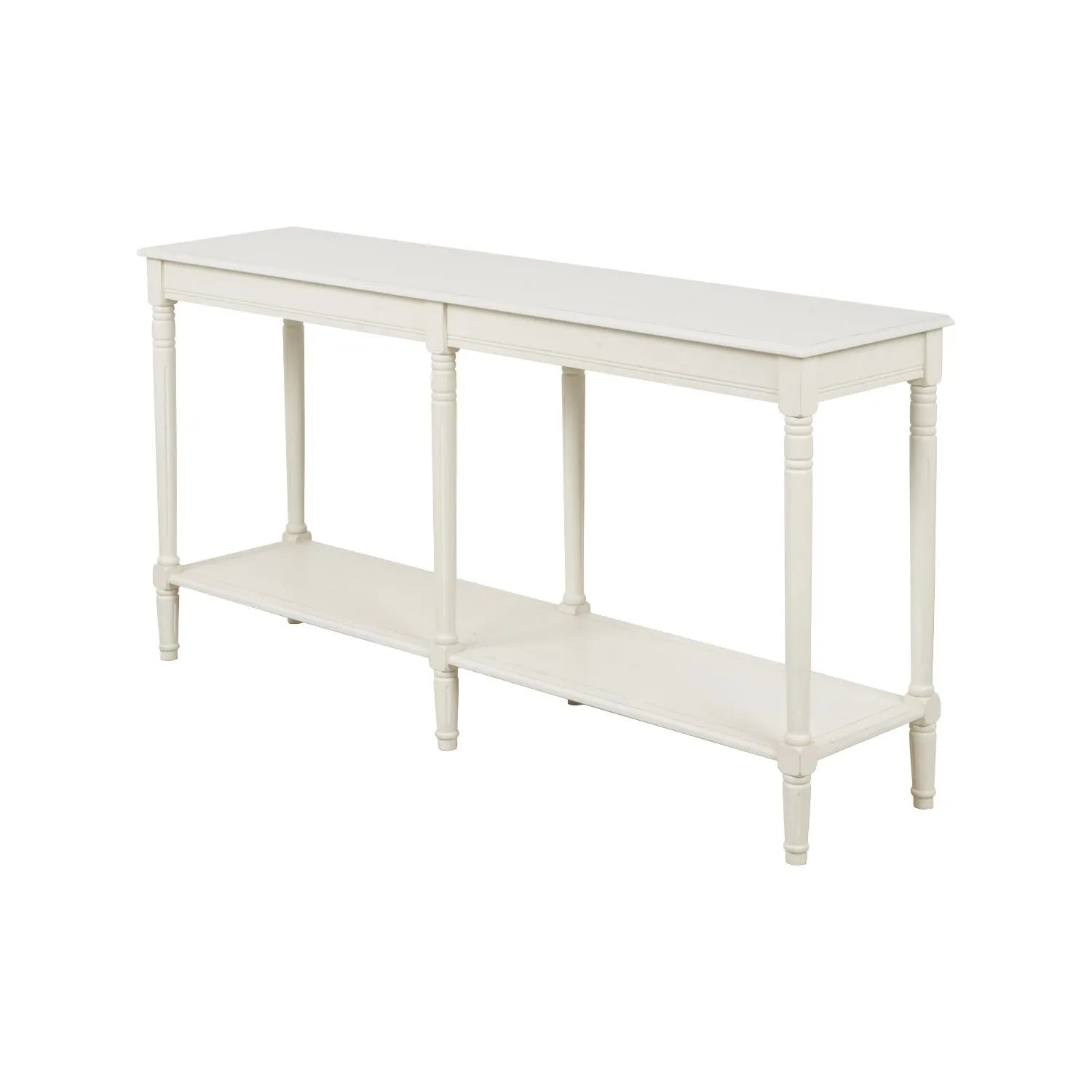 Large White Wooden Console Table with Shelf – Long 160cm Pine Hallway Console Table with Turned Legs & Lower Storage 80x160x40cm | Click Style