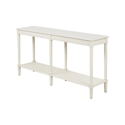 Large White Wooden Console Table with Shelf – Long 160cm Pine Hallway Console Table with Turned Legs & Lower Storage 80x160x40cm | Click Style
