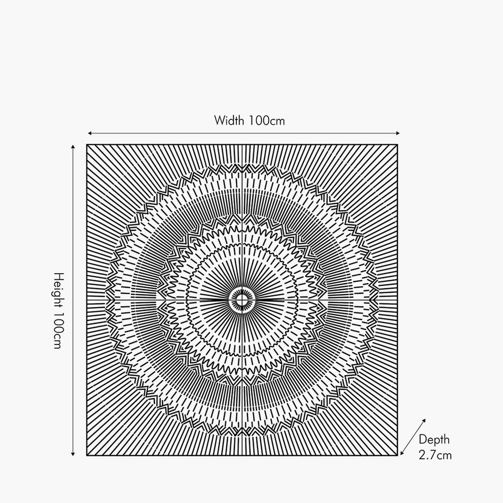 Large White & Gold Square Mandala Metal Wall Art Dimensions – Statement Geometric Wall Decor 100x100cm - Click Style