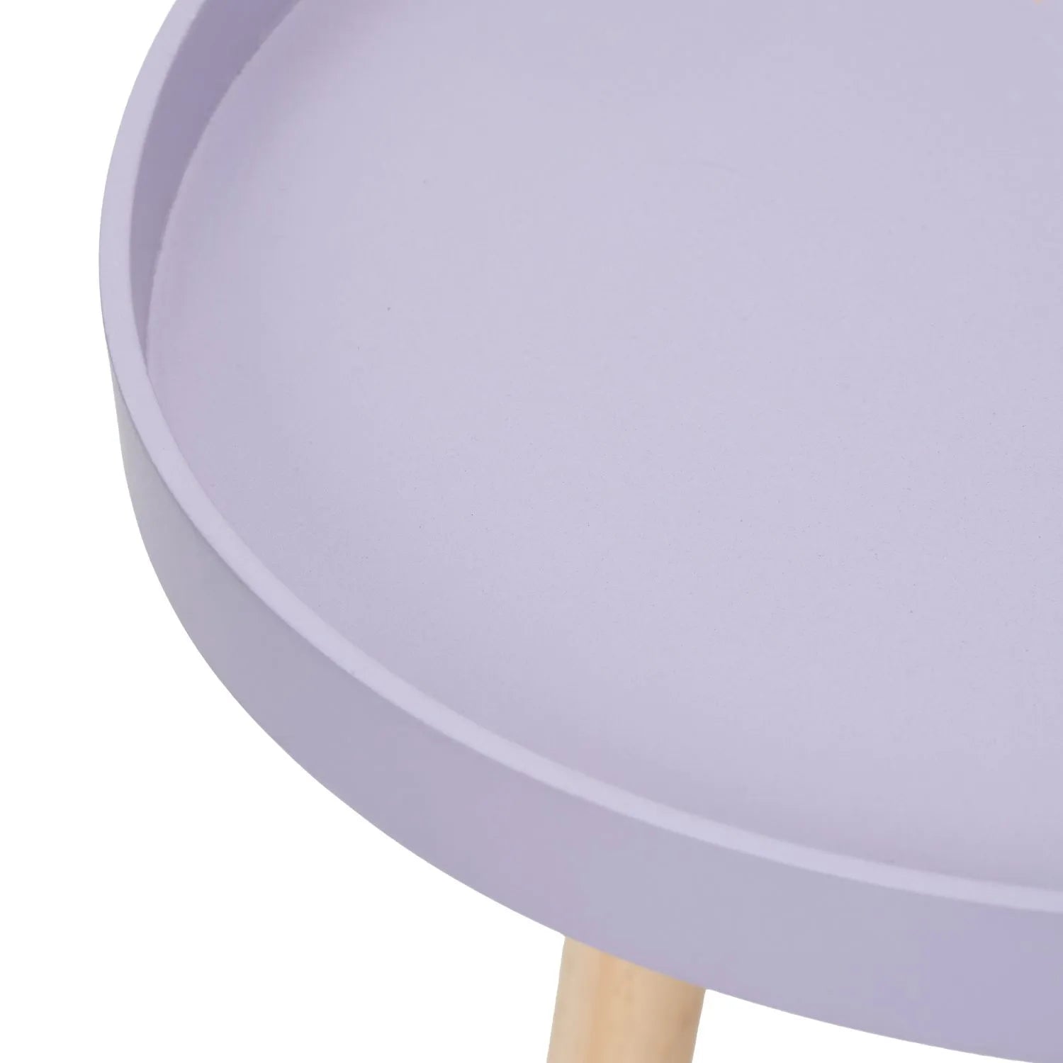 Lavender Lilac Round Tripod Side Table with Pine Wooden Legs – Small Bedside or Coffee Table 43.5x41cm - Click Style