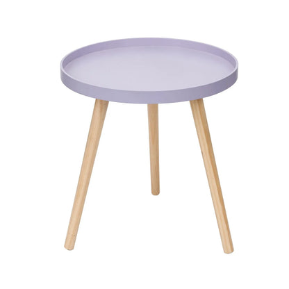 Lavender Lilac Round Tripod Side Table with Pine Wooden Legs – Small Bedside or Coffee Table 43.5x41cm - Click Style