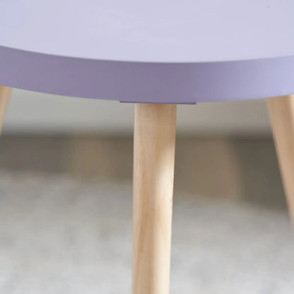 Lavender Lilac Round Tripod Side Table with Pine Wooden Legs – Small Bedside or Coffee Table 43.5x41cm - Click Style