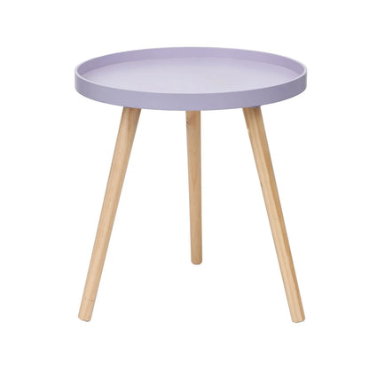 Lavender Lilac Round Tripod Side Table with Pine Wooden Legs – Small Bedside or Coffee Table 43.5x41cm - Click Style