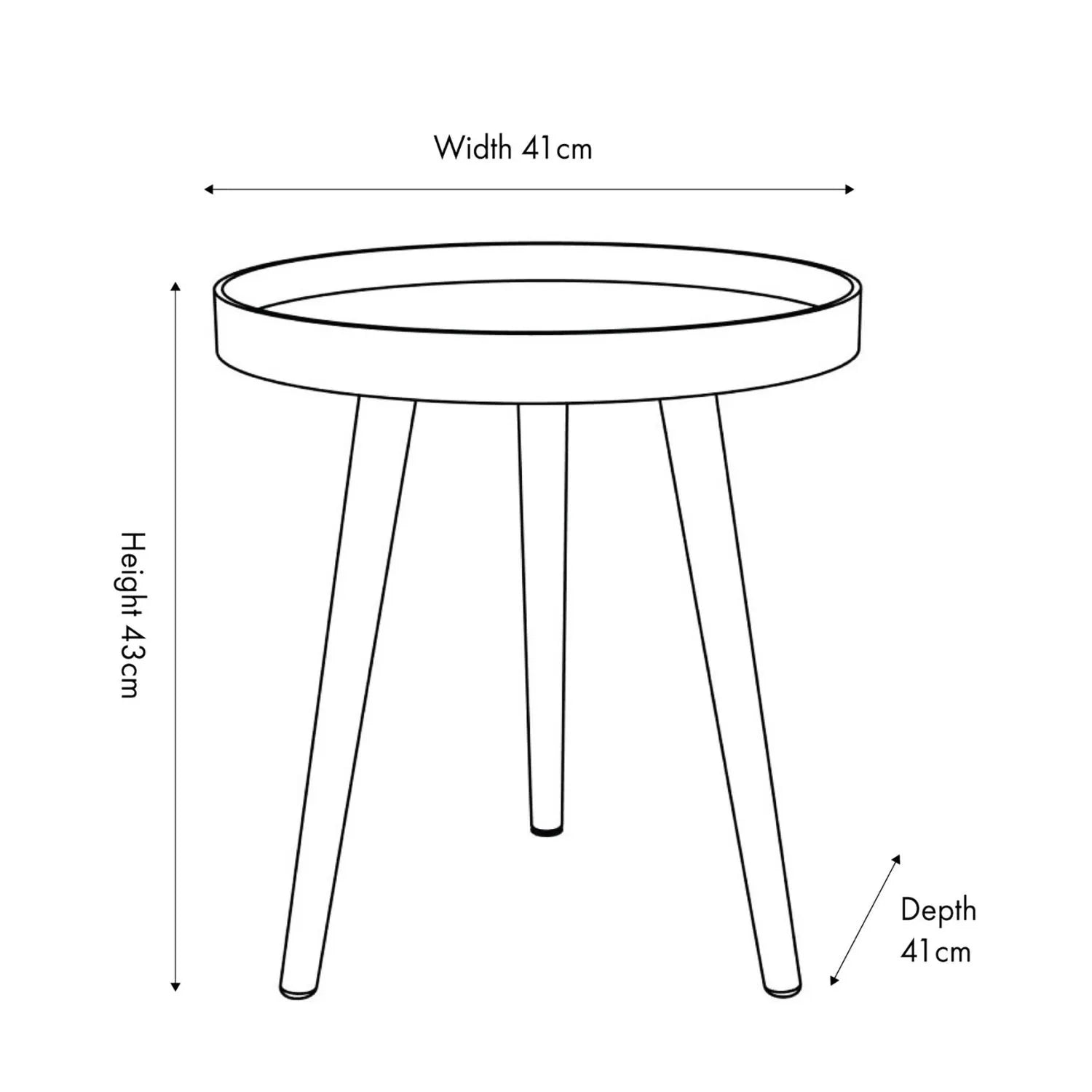 Lavender Lilac Round Tripod Side Table with Pine Wooden Legs – Small Bedside or Coffee Table Dimensions 43.5x41cm - Click Style