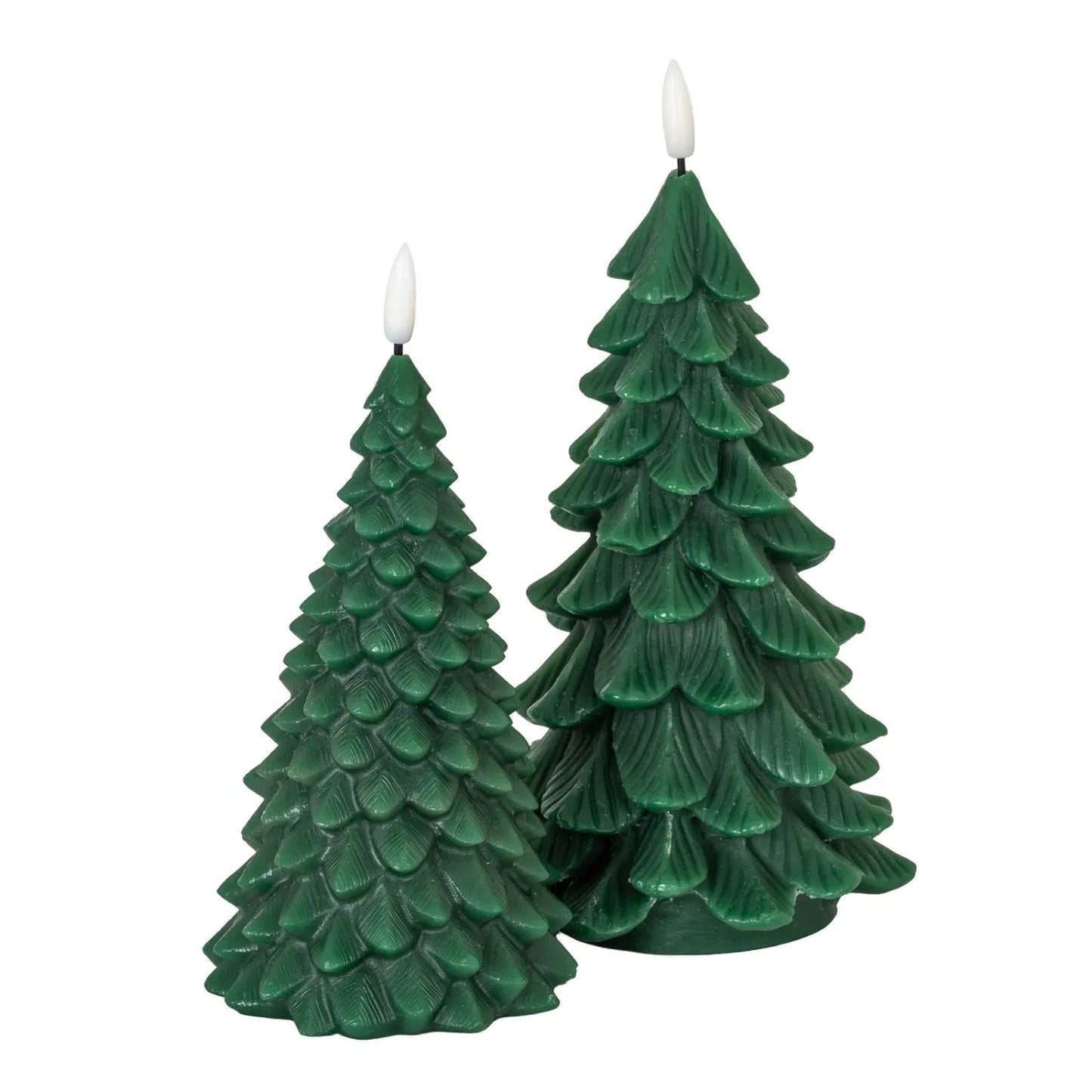 Layered Forest Green Real Wax LED Christmas Tree Candle With Realistic Flickering Flame Festive Battery Operated Decorative Light 13x8x8cm | Click Style