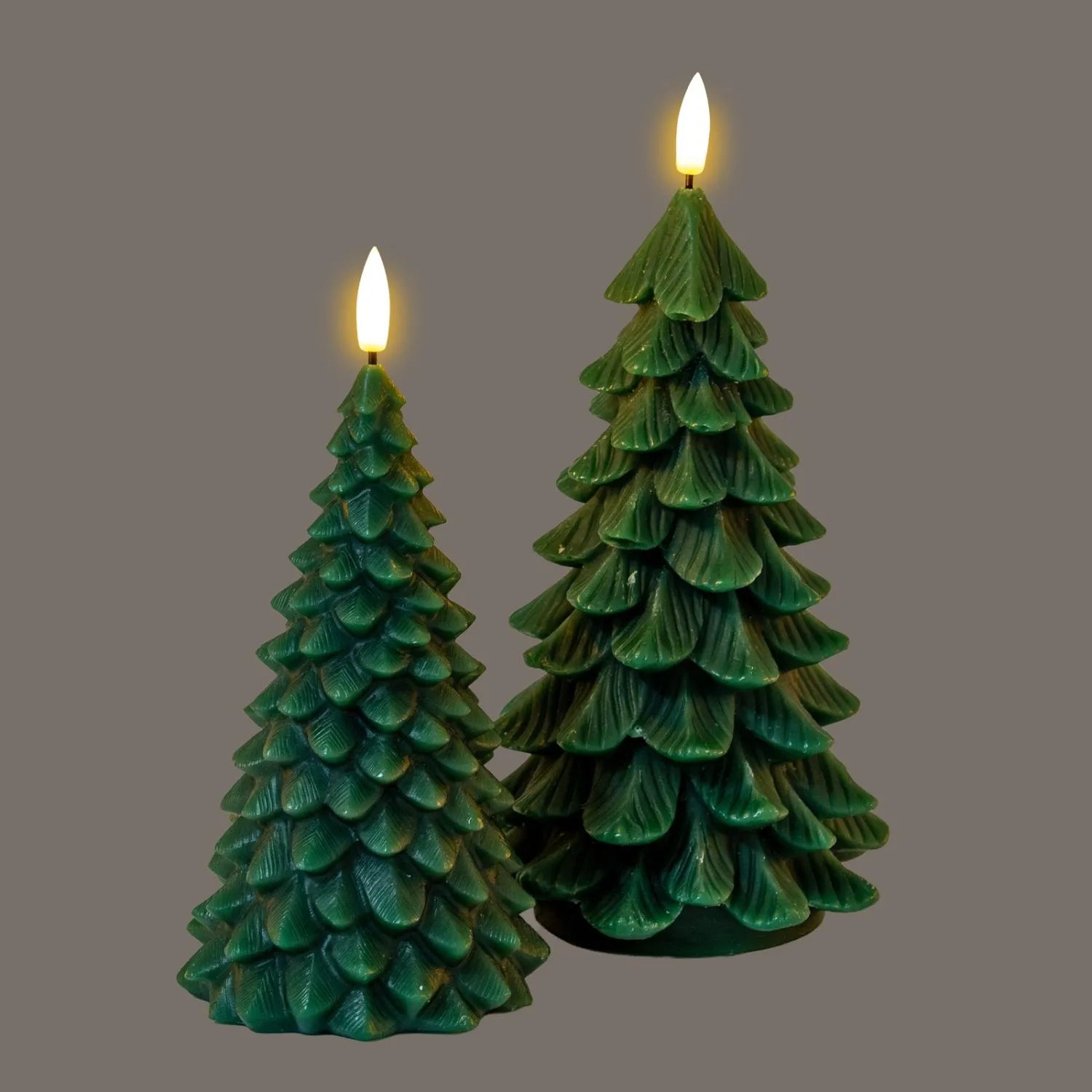 Layered Forest Green Real Wax LED Christmas Tree Candle With Realistic Flickering Flame Festive Battery Operated Decorative Light 13x8x8cm | Click Style