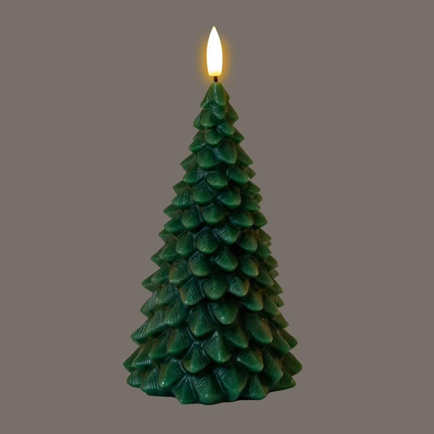 Layered Forest Green Real Wax LED Christmas Tree Candle With Realistic Flickering Flame Festive Battery Operated Decorative Light 13x8x8cm | Click Style