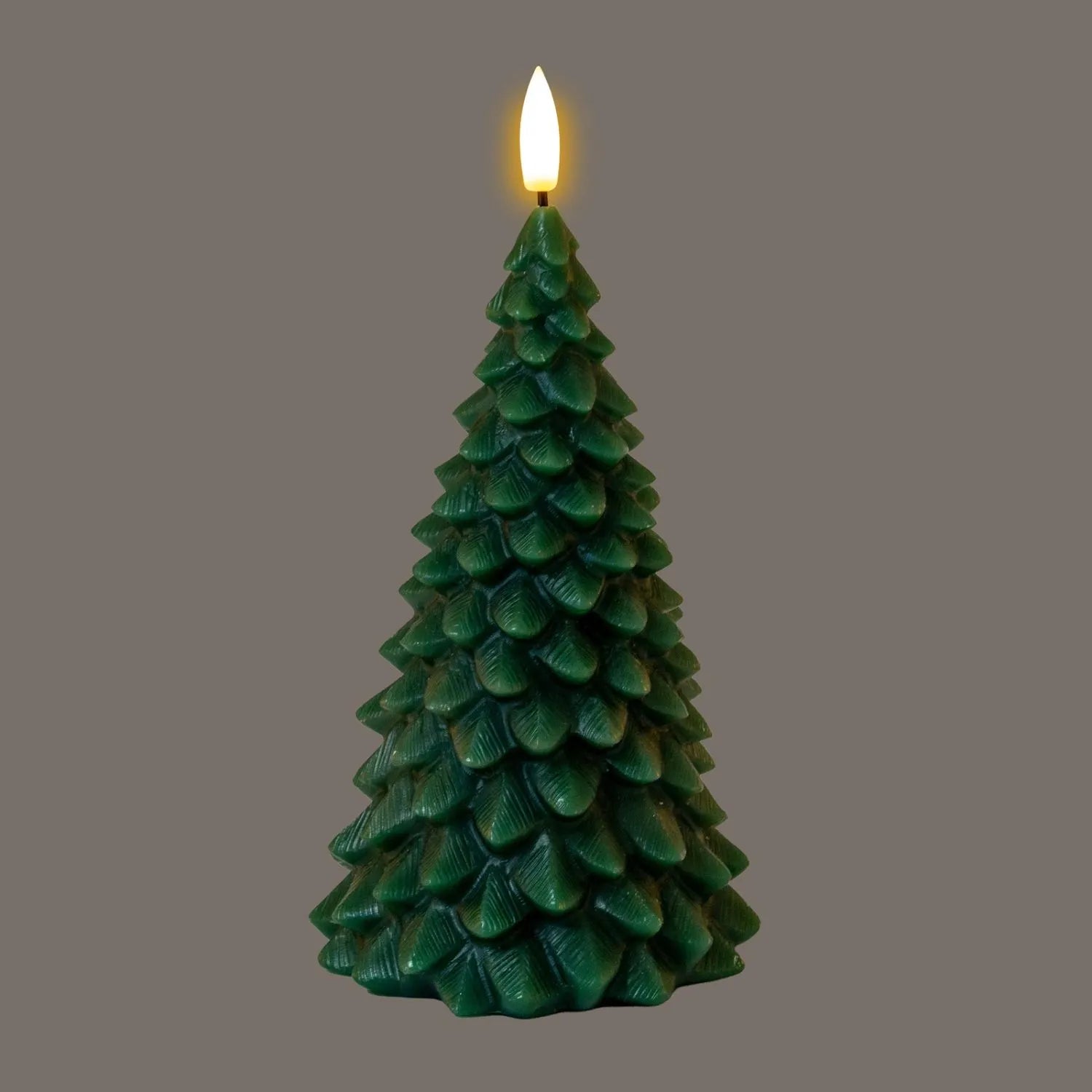 Layered Forest Green Real Wax LED Christmas Tree Candle With Realistic Flickering Flame Festive Battery Operated Decorative Light 13x8x8cm | Click Style