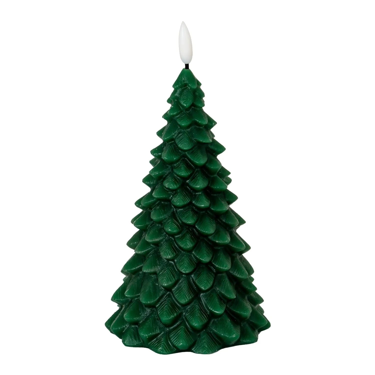 Layered Forest Green Real Wax LED Christmas Tree Candle With Realistic Flickering Flame Festive Battery Operated Decorative Light 13x8x8cm | Click Style