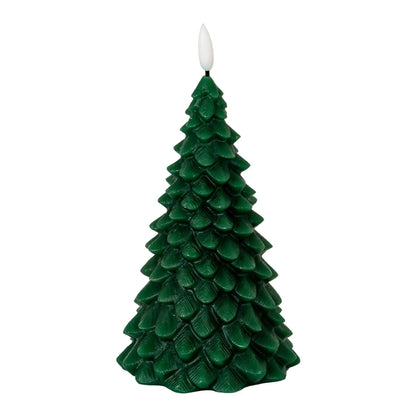 Layered Forest Green Real Wax LED Christmas Tree Candle With Realistic Flickering Flame Festive Battery Operated Decorative Light 13x8x8cm | Click Style