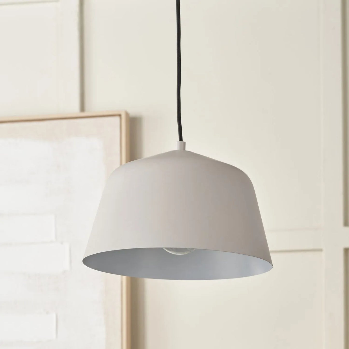 Light Grey Adjustable Retro Pendant Ceiling Light with Metal Dome Shade – Modern Hanging Suspension Lamp 122x29x29cm | Click Style