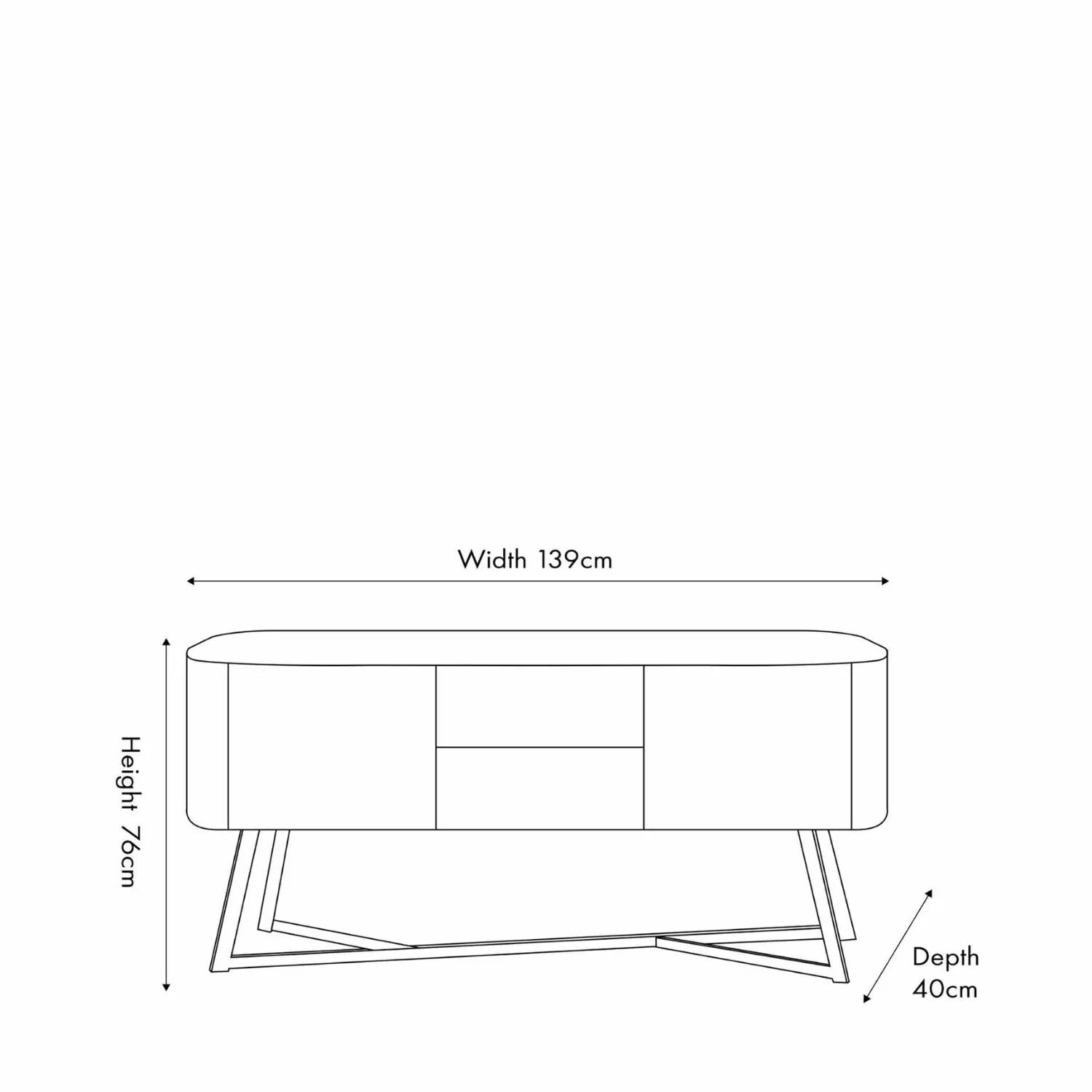 Light Grey Oak Veneer Handle-Free 2 Door 2 Drawer Sideboard with Smooth-Running Drawer Runners & Tapered Black Metal Legs – Scandinavian Style Wooden Storage Cabinet Dimensions 76x129x40cm | Click Style