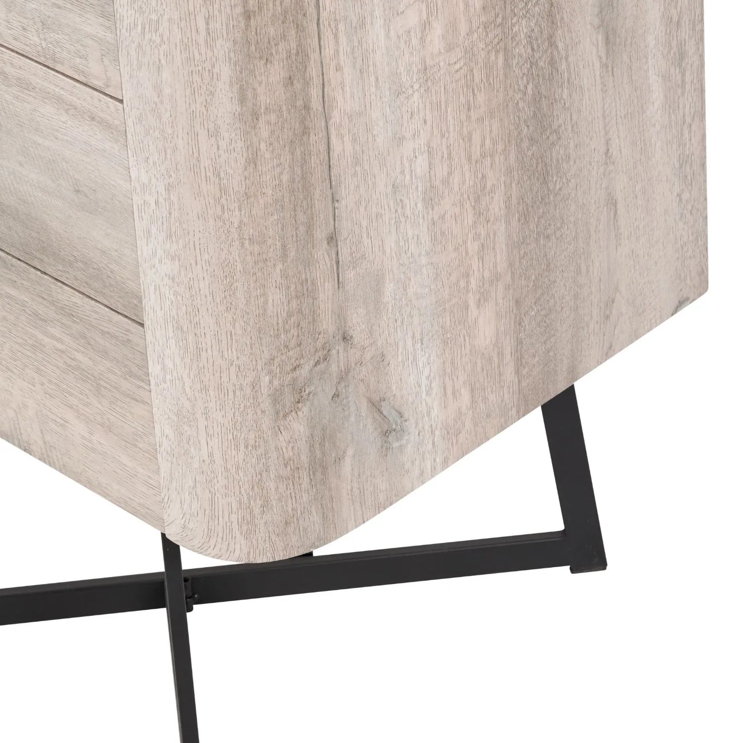 Light Grey Oak Veneer 5 Drawer Chest of Drawers with Tapered Black Metal Legs – Scandinavian Tallboy Unit H100xW50xD40cm – Grey Oak Veneer Tall Chest with Handle-Free Drawers & Black Steel Frame | Click Style