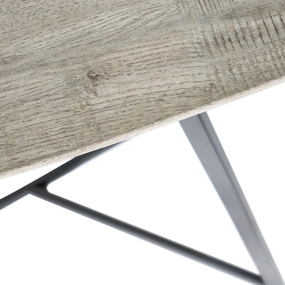 Light Grey Oak Veneer Slim Console Table with Curved Edges & Tapered Black Metal Legs – Scandinavian Narrow Hallway Table H80xW120xD20cm – Modern Grey Oak with Black Steel Frame | Click Style