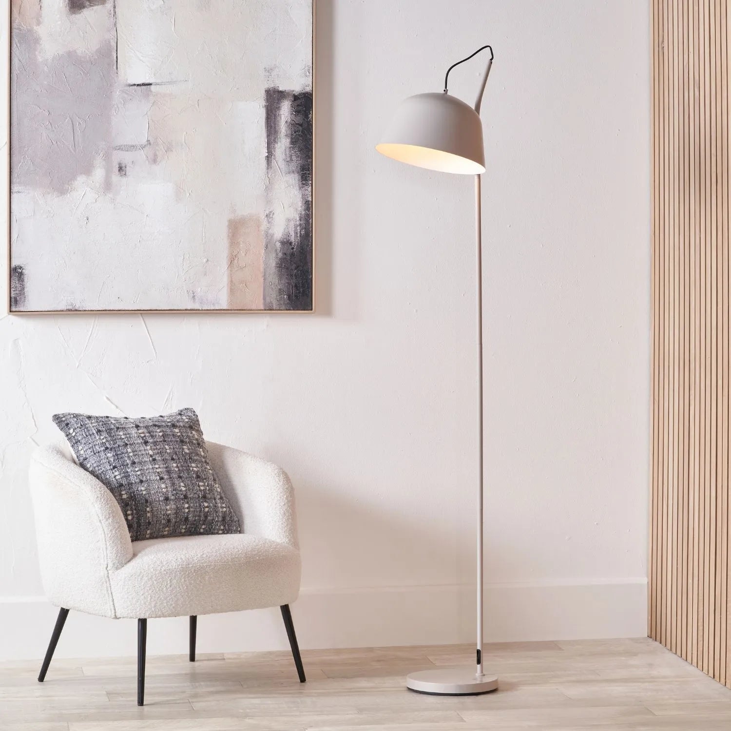 Light Grey Retro Task Floor Lamp with Adjustable Metal Dome Shade – Modern Reading Light 172x30x38cm | Standard Lamp | Click Style