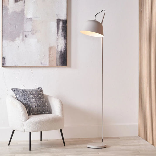 Light Grey Retro Task Floor Lamp with Adjustable Metal Dome Shade – Modern Reading Light 172x30x38cm | Standard Lamp | Click Style