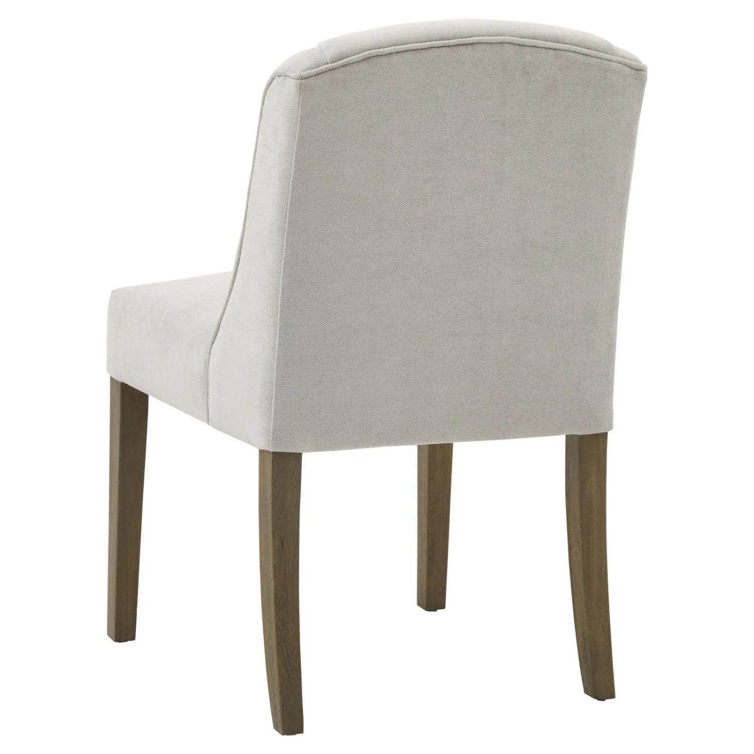 Light Grey Woven Fabric Dining Chair with Rubberwood Legs, Padded Upholstered Seat and Tall Supportive Backrest – Modern Neutral Upholstered High Back Side Chair for Kitchen, Dining Room or Home Office 87x52x59cm | Click Style