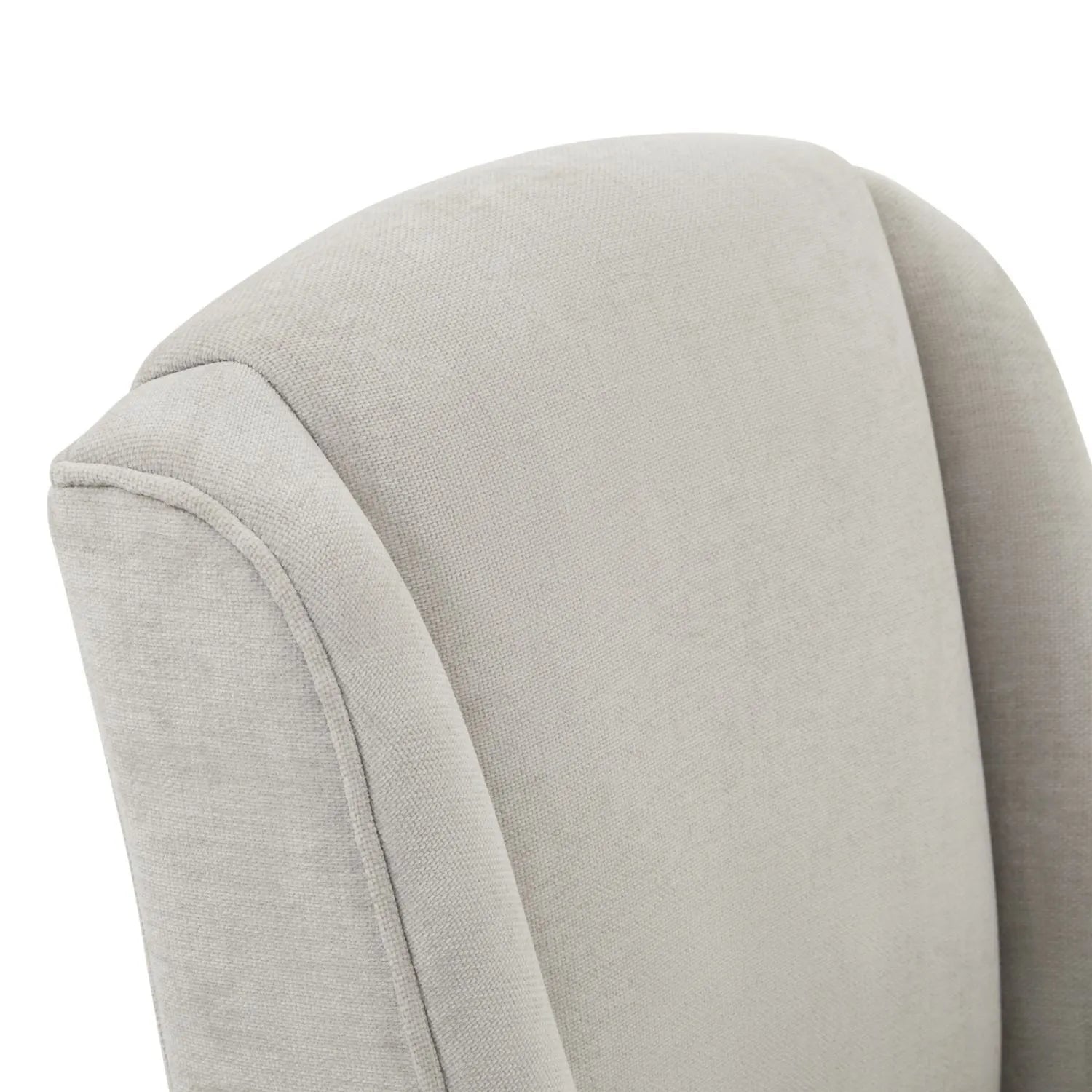 Light Grey Woven Fabric Dining Chair with Rubberwood Legs, Padded Upholstered Seat and Tall Supportive Backrest – Modern Neutral Upholstered High Back Side Chair for Kitchen, Dining Room or Home Office 87x52x59cm | Click Style