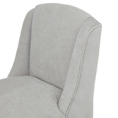 Light Grey Woven Fabric Upholstered Bar Stool with Rubberwood Legs, Integrated Footrest and Supportive Padded High Backrest – Modern Neutral Kitchen Island Breakfast Bar Stool 107x52x59cm | Click Style