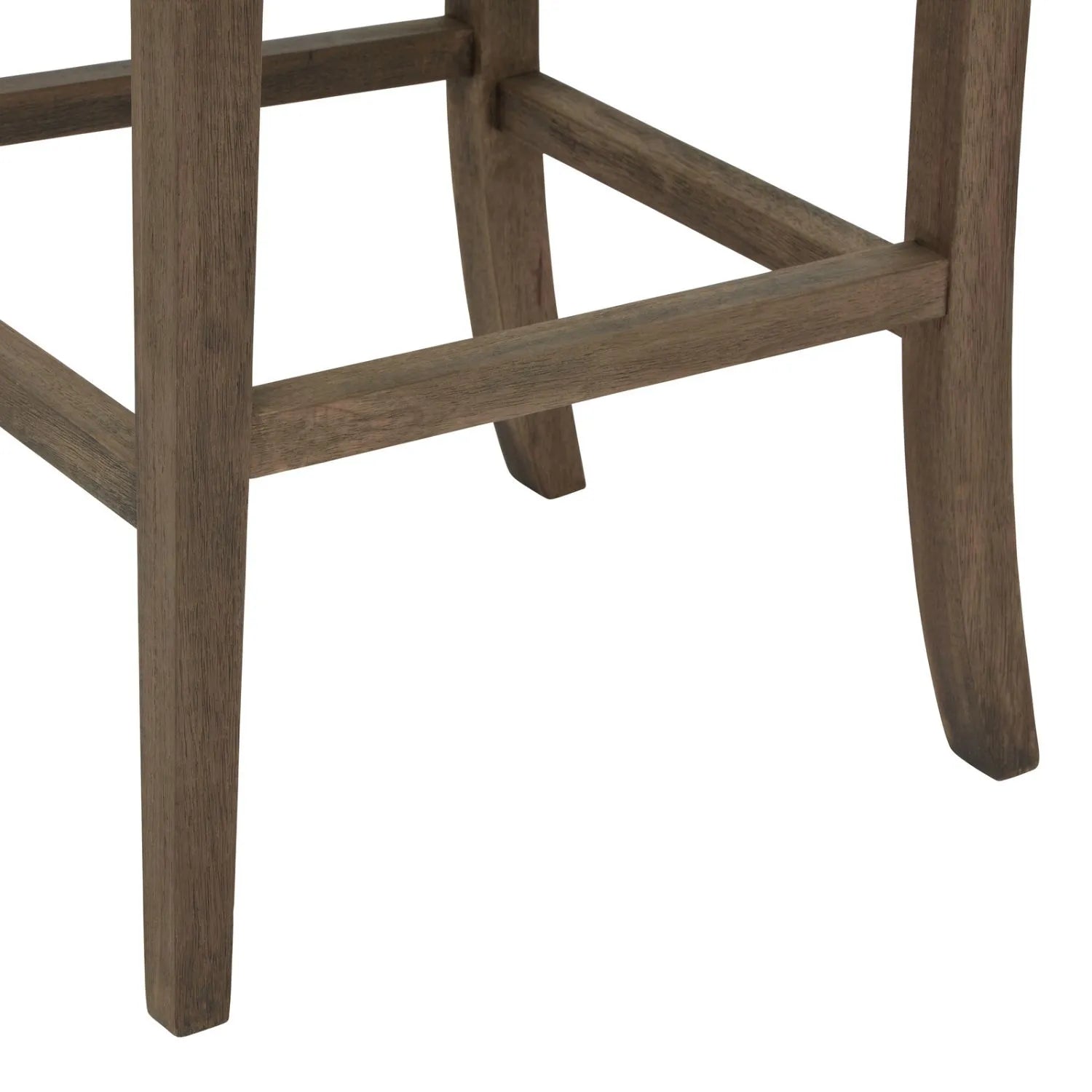 Light Grey Woven Fabric Upholstered Bar Stool with Rubberwood Legs, Integrated Footrest and Supportive Padded High Backrest – Modern Neutral Kitchen Island Breakfast Bar Stool 107x52x59cm | Click Style