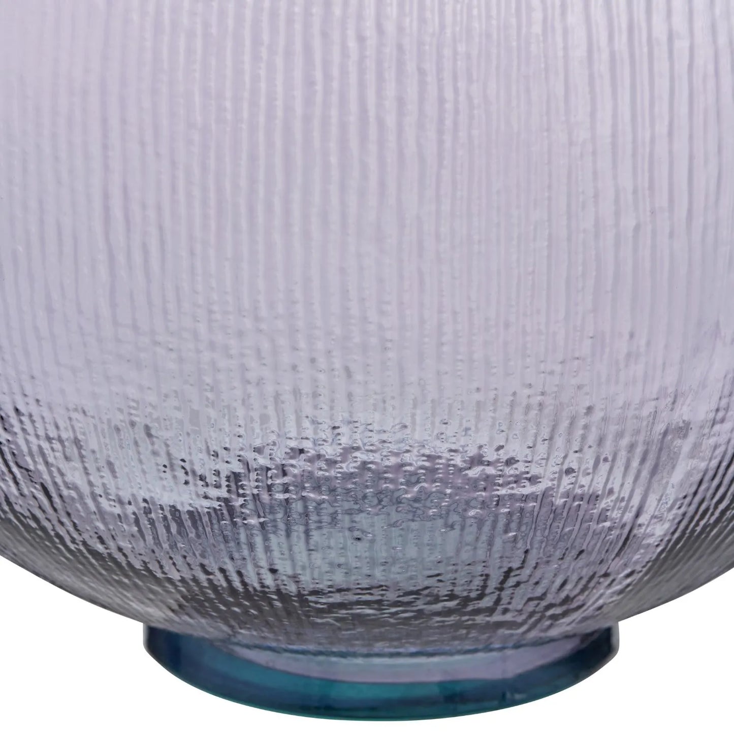 Lilac Recycled Bulbous Floor Vase with Ribbed Texture & Narrow Neck – Artisan Purple Decorative Glass Vessel H42xW34xD34cm - Click Style