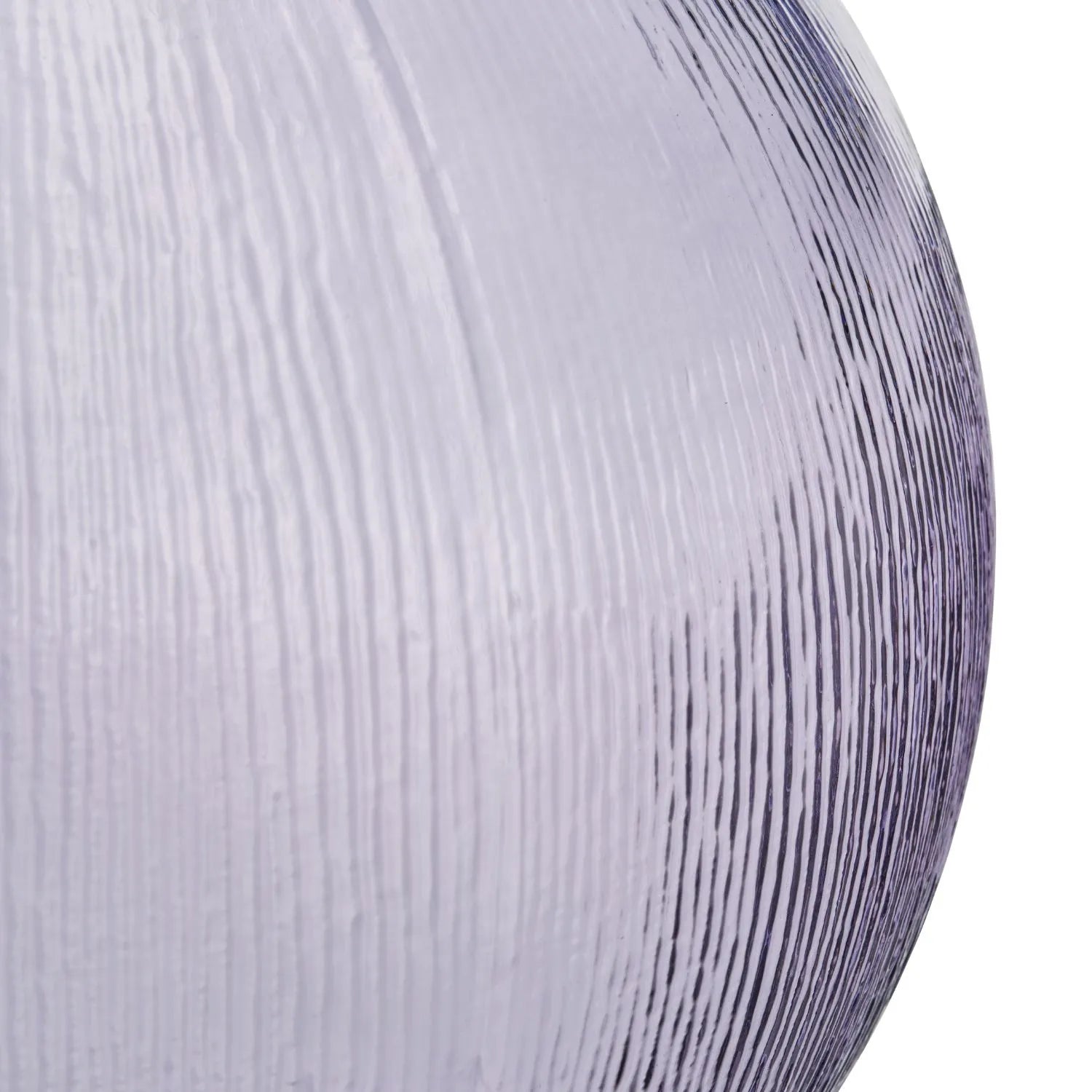 Lilac Recycled Bulbous Floor Vase with Ribbed Texture & Narrow Neck – Artisan Purple Decorative Glass Vessel H42xW34xD34cm - Click Style