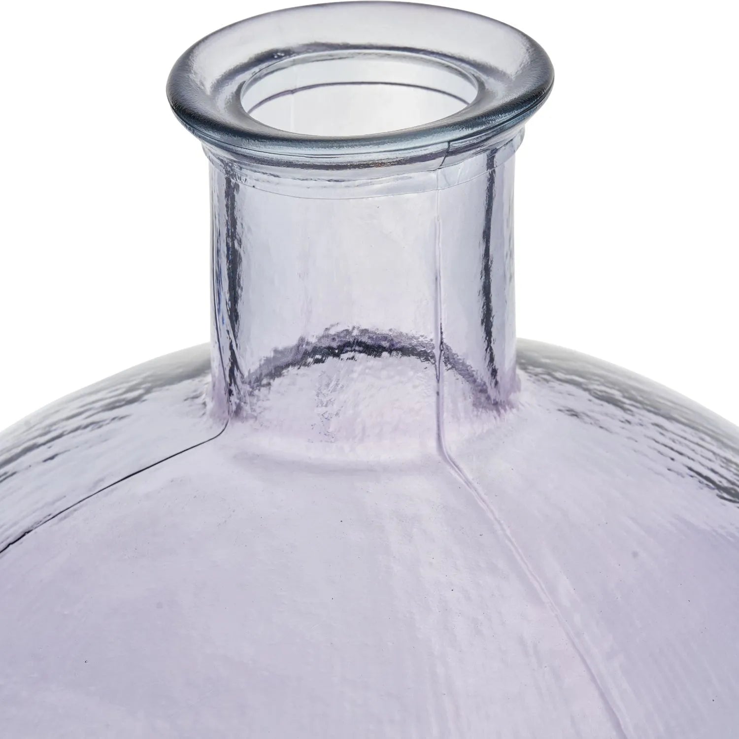 Lilac Recycled Bulbous Floor Vase with Ribbed Texture & Narrow Neck – Artisan Purple Decorative Glass Vessel H42xW34xD34cm - Click Style