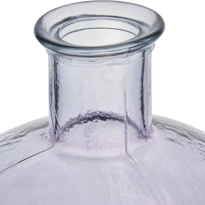 Lilac Recycled Glass Ribbed Vase with Bulbous Shape & Narrow Neck – Large Floor Standing Vase 42x34x34cm – Narrow Neck & Rolled Rim Close-Up | Click Style