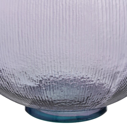 Lilac Recycled Glass Ribbed Vase with Bulbous Shape & Narrow Neck – Large Floor Standing Vase 42x34x34cm – Ribbed Glass Base Close-Up | Click Style