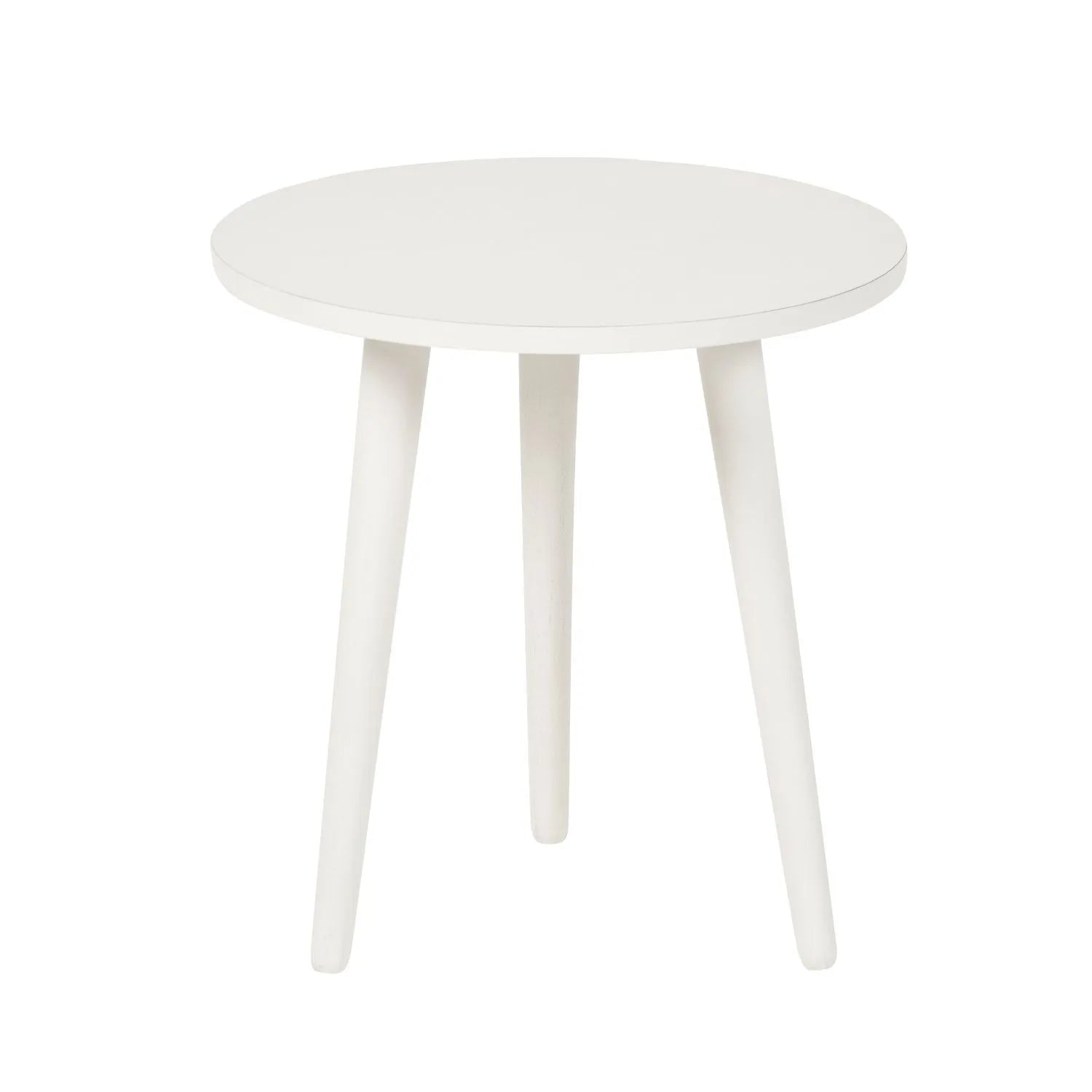 Linen White Tripod Pine Wood Side Table with 3 Legs – Modern Neutral Round Wooden Bedside Table 40x41x40cm - Click Style