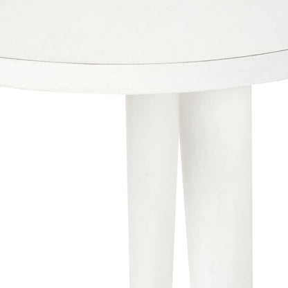 Linen White Tripod Pine Wood Side Table with 3 Legs – Modern Neutral Round Wooden Bedside Table 40x41x40cm - Click Style