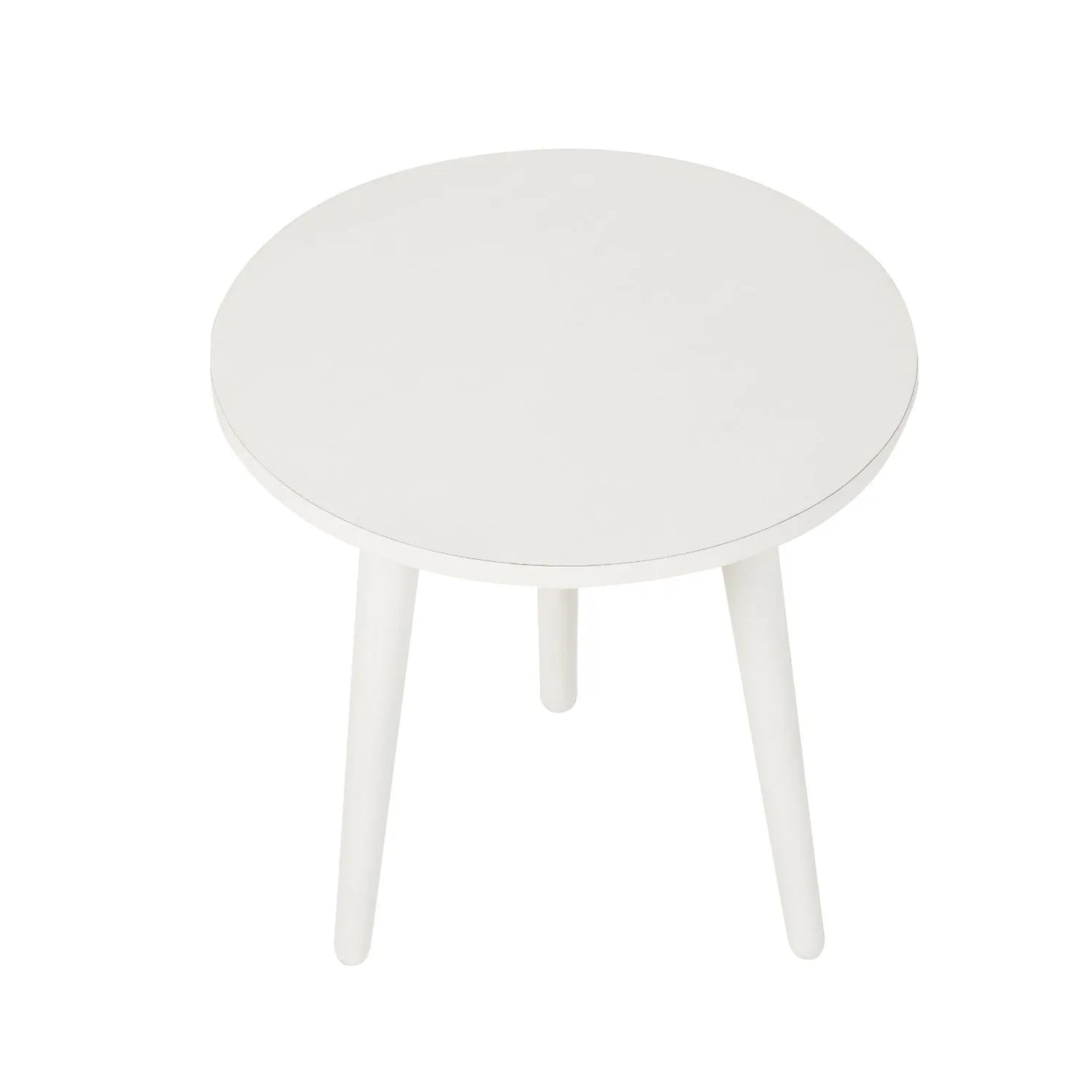 Linen White Tripod Pine Wood Side Table with 3 Legs – Modern Neutral Round Wooden Bedside Table 40x41x40cm - Click Style