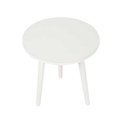 Linen White Tripod Pine Wood Side Table with 3 Legs – Modern Neutral Round Wooden Bedside Table 40x41x40cm - Click Style