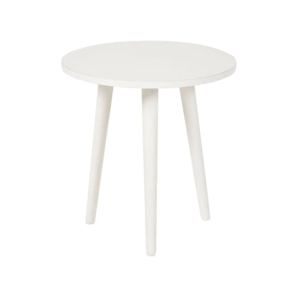 Linen White Tripod Pine Wood Side Table with 3 Legs – Modern Neutral Round Wooden Bedside Table 40x41x40cm - Click Style