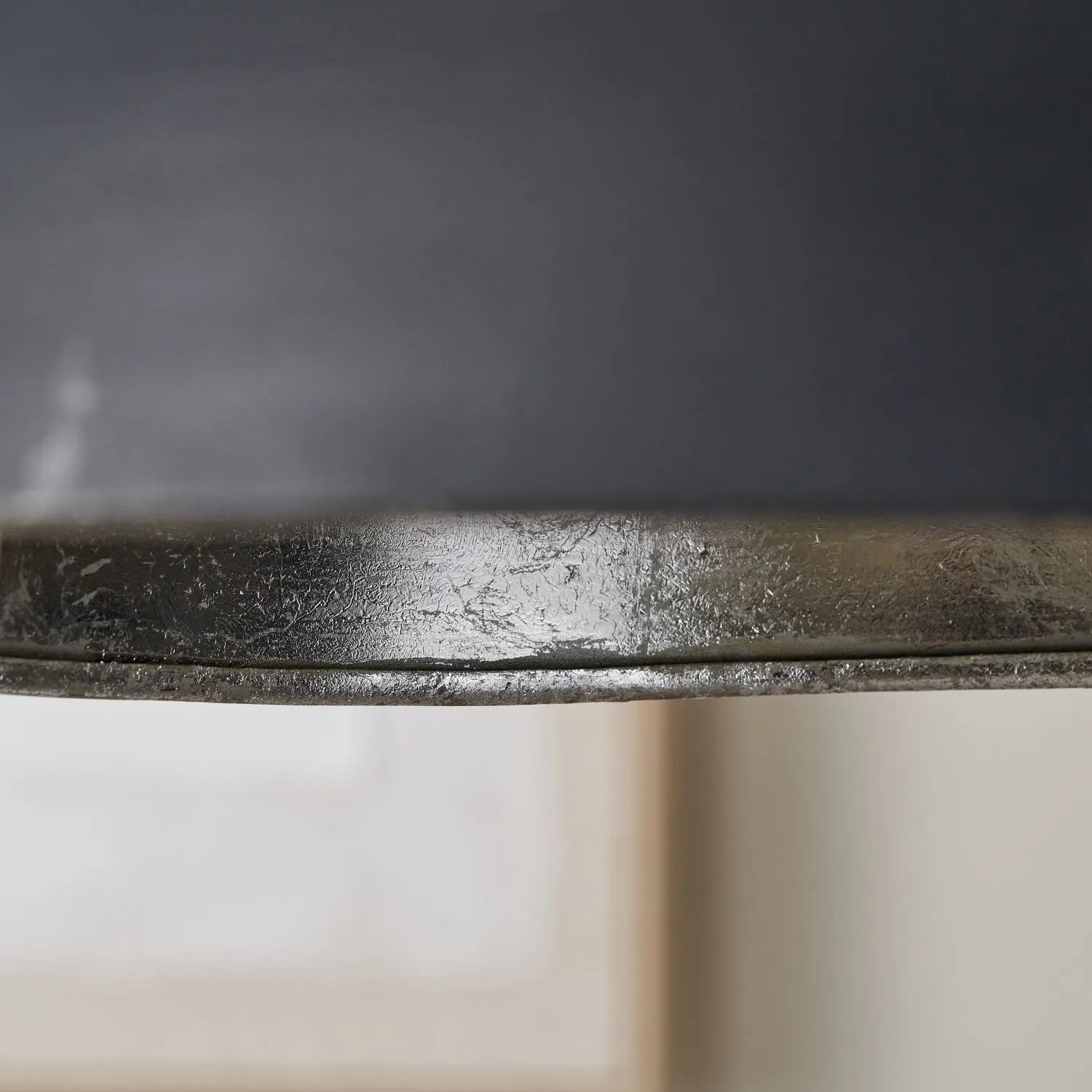 Matt Black And Silver Leaf Large Domed Metal Industrial Pendant Light With Black Fabric Cable Adjustable Hanging Ceiling Light 132x62x62cm | Click Style