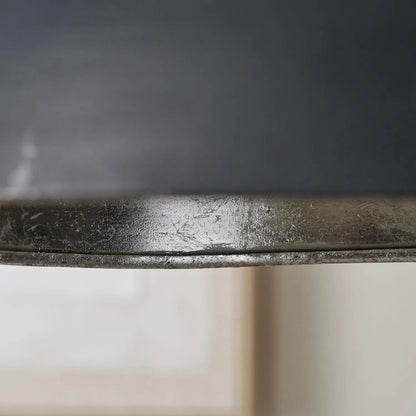 Matt Black And Silver Leaf Large Domed Metal Industrial Pendant Light With Black Fabric Cable Adjustable Hanging Ceiling Light 132x62x62cm | Click Style