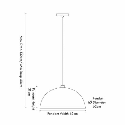 Matt Black And Silver Leaf Large Domed Metal Industrial Pendant Light With Black Fabric Cable Adjustable Hanging Ceiling Light Dimensions Dimensions 132x62x62cm | Click Style