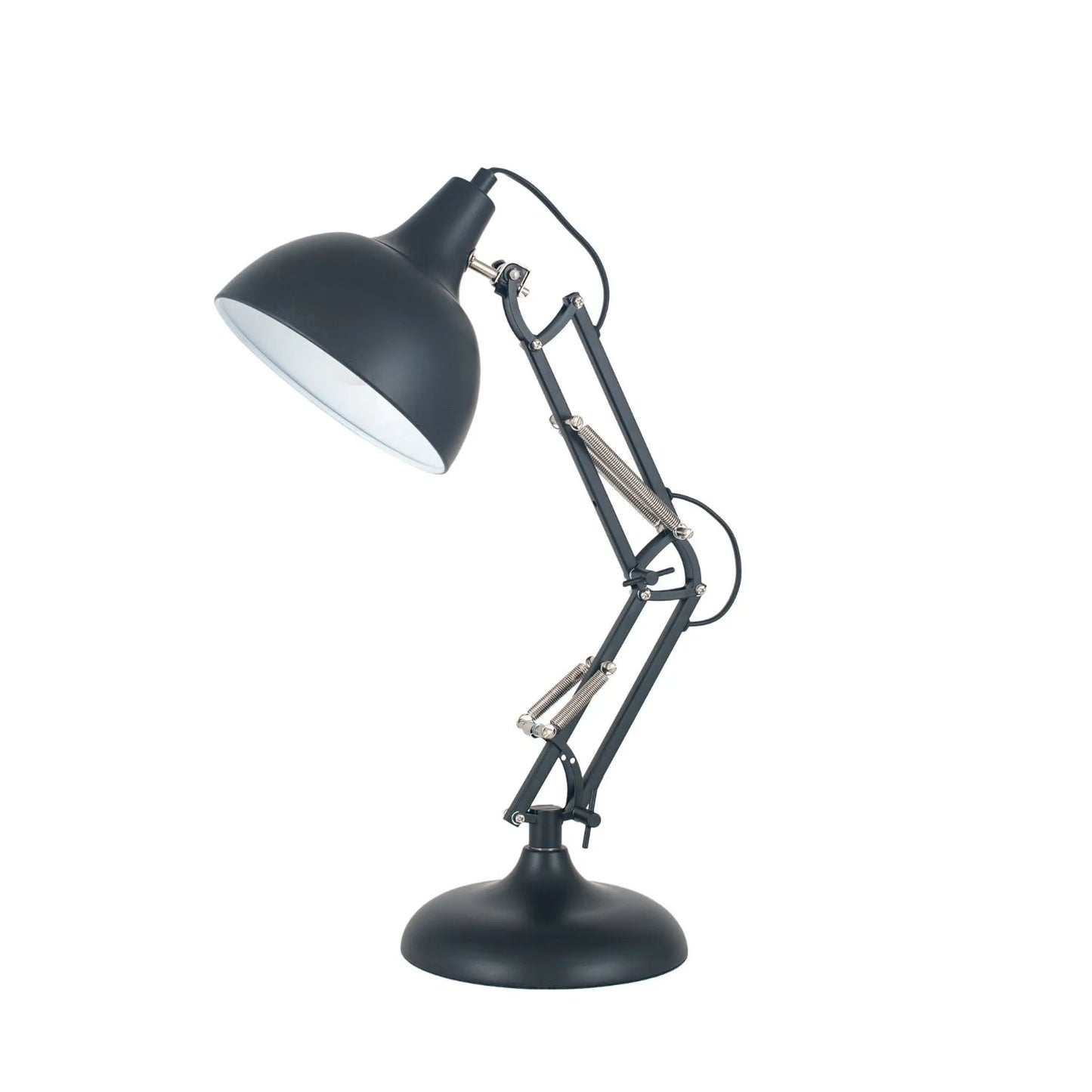 Matt Black Architect Task Lamp – Adjustable Desk Light with Metal Arm & Tilting Shade 55x19cm - Click Style