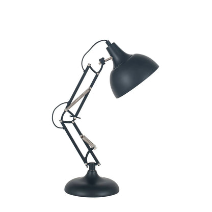 Matt Black Architect Task Lamp – Adjustable Desk Light with Metal Arm & Tilting Shade 55x19cm - Click Style