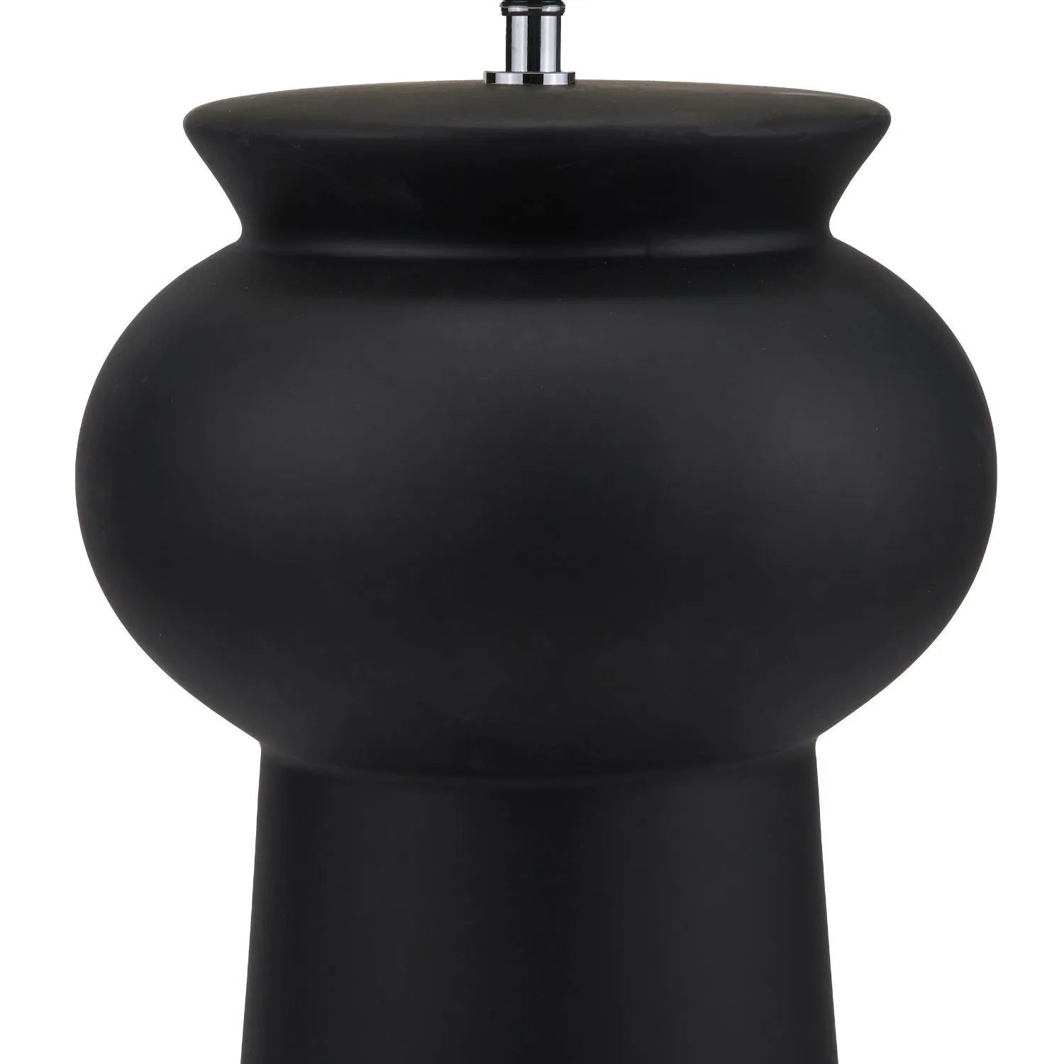 Matt Black Totem Sculptural Ceramic Floor Lamp with Tall Natural Cotton Flecked Drum Shade – Contemporary Statement Floor Light 124x29x29cm | Click Style