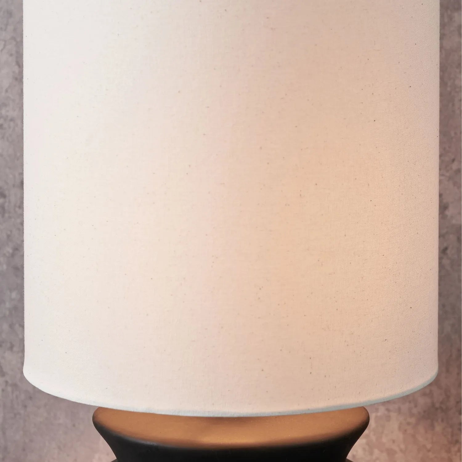 Matt Black Totem Sculptural Ceramic Floor Lamp with Tall White Cotton Drum Shade – Contemporary Monochrome Statement Floor Light 124x29x29cm | Click Style