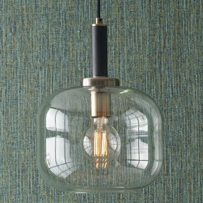 Matt Black & Brass Hanging Pendant Ceiling Light with Clear Glass Shade – Modern Suspended Globe Lighting for Home Decor 120x26x26cm - Click Style