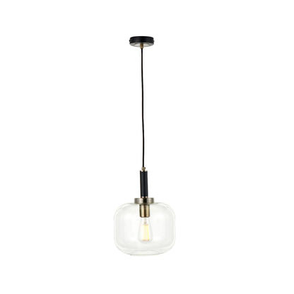 Matt Black & Brass Hanging Pendant Ceiling Light with Clear Glass Shade – Modern Suspended Globe Lighting for Home Decor 120x26x26cm - Click Style