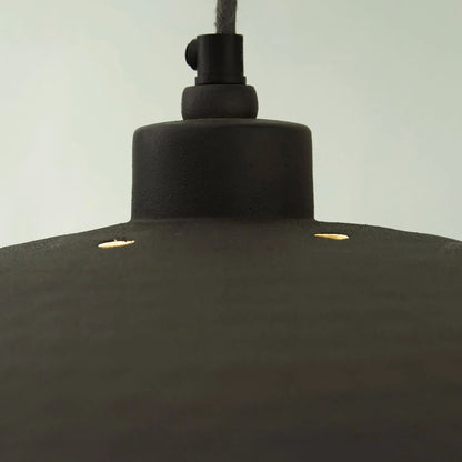 Matt Black & Gold Leaf Large Domed Metal Industrial Pendant Light With Black Fabric Cable – Adjustable Dimmable Ceiling Light 142x63x63cm | Click Style
